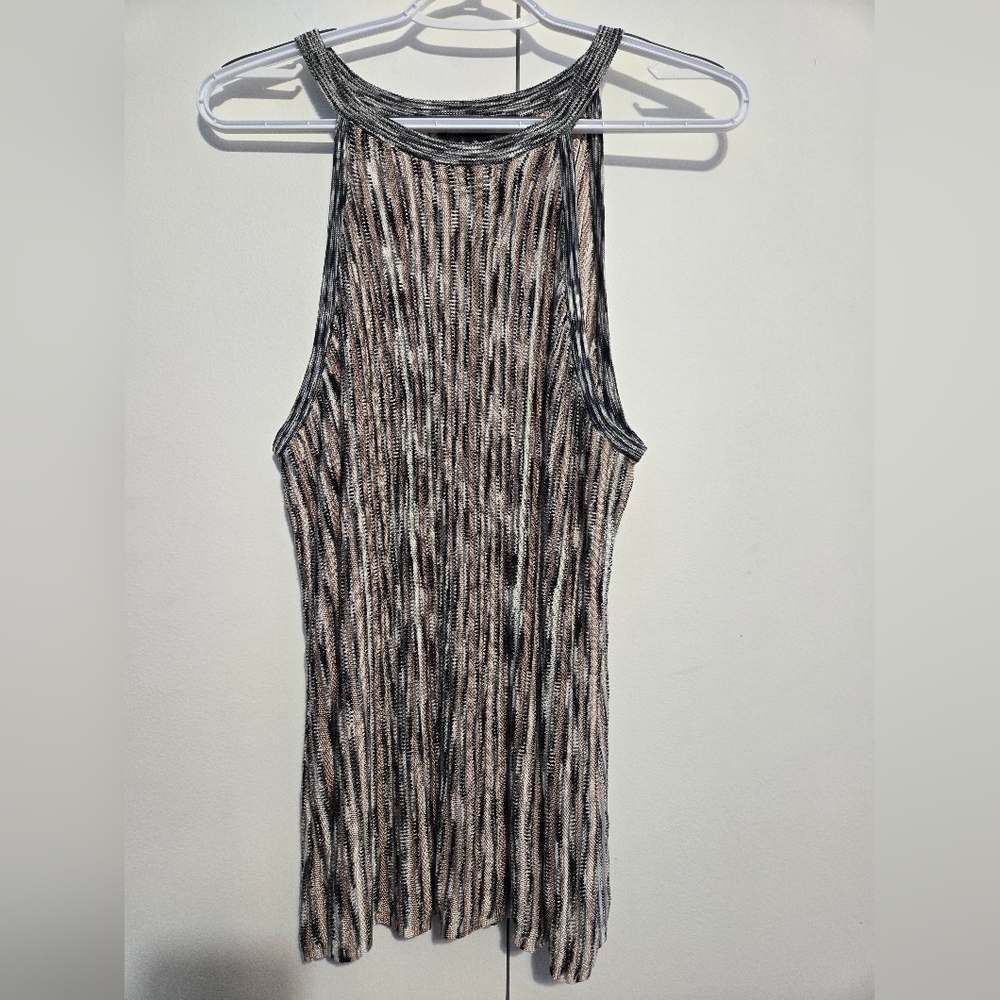INC International Concepts Black and Cream Striped Tank Top-‎ Size XL